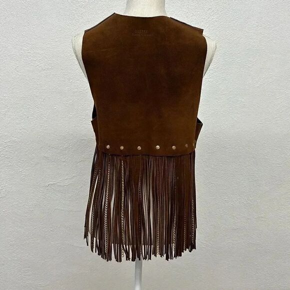 Ultra Rare Vintage Duette Leather Fringe with Chains Vest Made in Spain - Picture 7 of 16